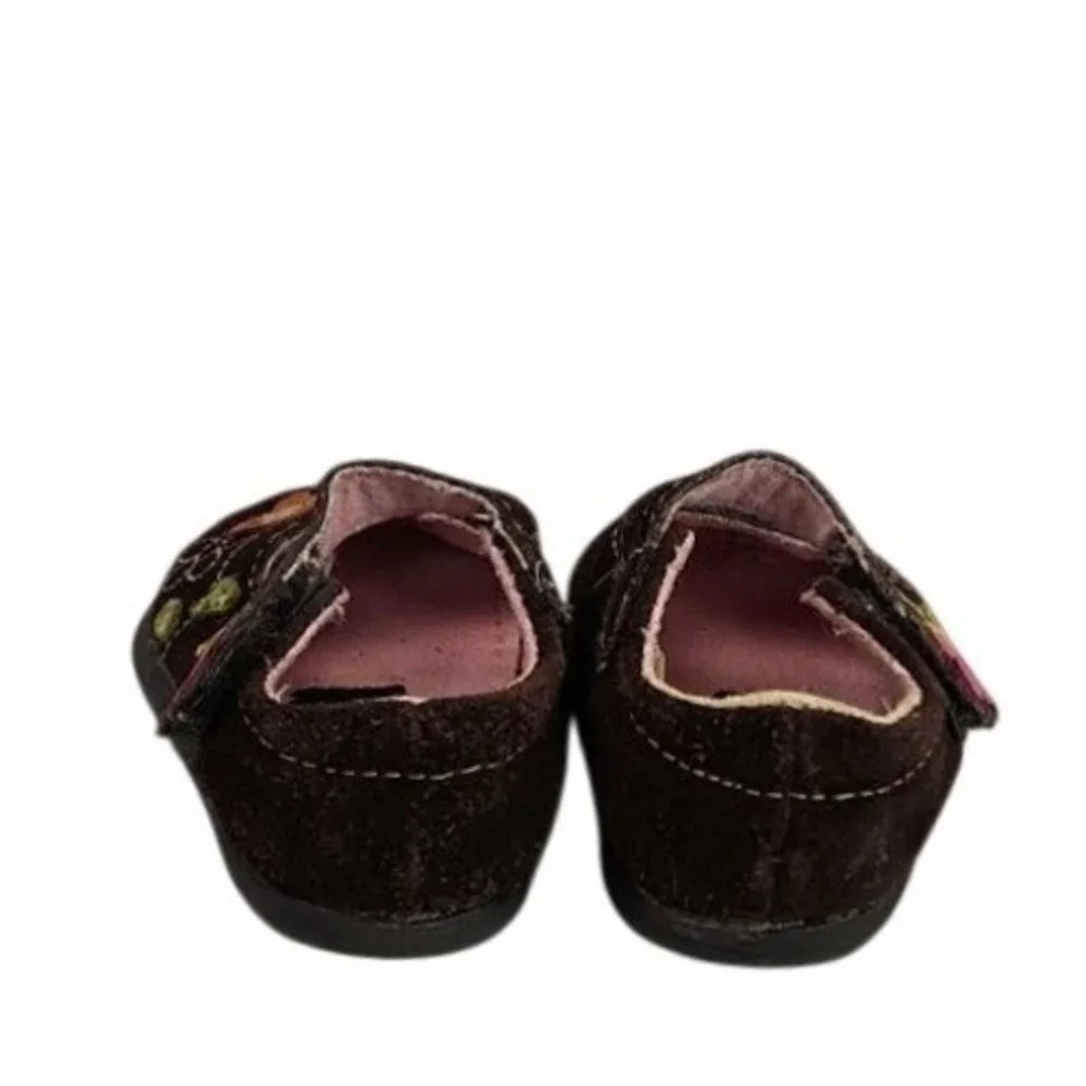 Genuine Kids By Oshkosh Brown Suede Flower Mary Jane Toddler Shoes‎ Size 2